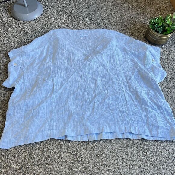 Poetry Linen Top Blouse Shirt Baby Blue Mother Pearl Button US 18 UK 22 New - Picture 8 of 11